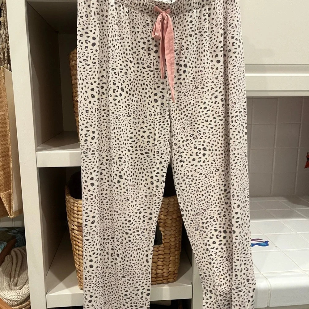 PJ Salvage Pink Leopard-Print Button Pajama Set